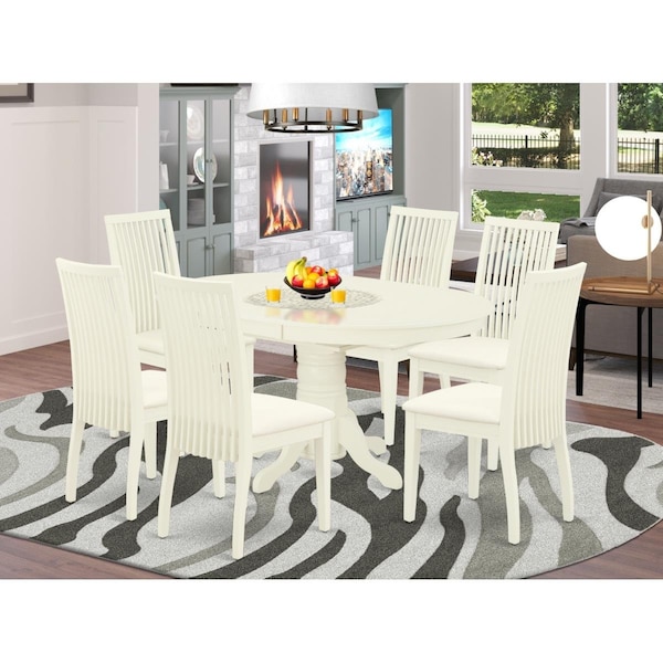 East West Furniture 7 Piece Avon Dinette Set - Linen White AVIP7-LWH-C - main